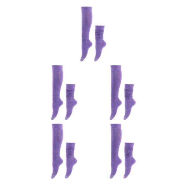 Baohd 2x Stably Fixed Slouch Socks With No Loose Thread Comfortable To Wear Polyester Fit For All Feet Shape Durable Light Purple 5Set