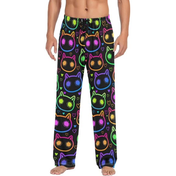 GZHJMY Cat Pajama Pants for Men, Lounge Pants Lightweight Men Pajama Bottoms with Drawstring Pockets, Christmas New Year Birthday Gifts, Large