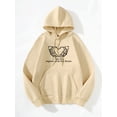 thumbnail image 3 of Halloween Fashion Trend Hand Bone Fleece Skull Hooded Sweatshirt Apricot top L, 3 of 9