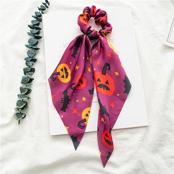 Certgust Head Wraps for Women Under $5 Halloween Hair Bands Scrunchies Pattern Scarf Ties Bowknot Ropes Headscarf
