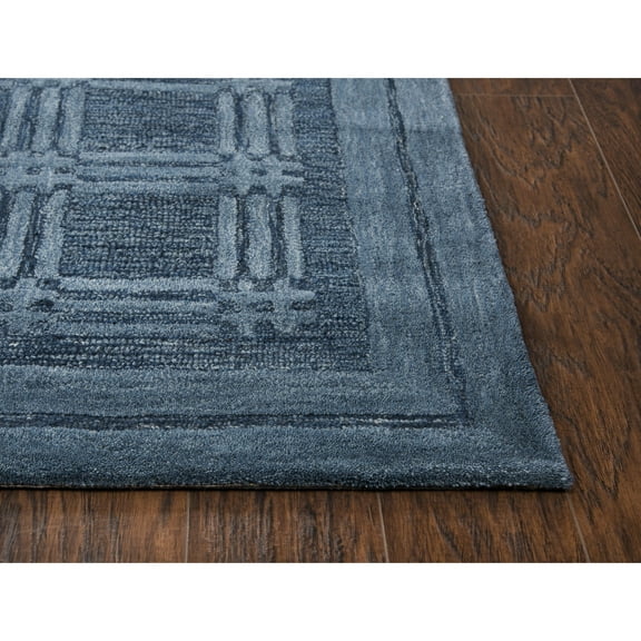 Alora Decor Emerson 9' x 12' Squares Blue/Gray/Rust/Blue Hand-Tufted Area Rug