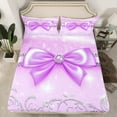 thumbnail image 2 of Manfei Princess Bow-tie Child Twin Sheet Sets, Dreamy Cartoon Bowknot Twin Fitted Sheet, Glitter Stars Print Flat Sheet, Ultra Soft Home Decor, 3pcs, 2 of 7