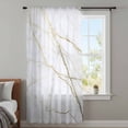 thumbnail image 4 of Marble White Sheer Curtains 72 Inches Long, Modern Abstract Art Golden Ink Painting Light Filering Curtains, Breathable Simi Curtain Privacy Drapes for Living Room Bedroom Window Treatment, 4 of 9