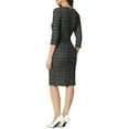 thumbnail image 3 of INSPIRE CHIC Women's Plaid Tweed Elegant Dresses Wear to Work 3/4 Sleeve Bodycon Midi Dress M Black, 3 of 6