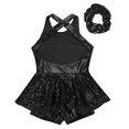thumbnail image 4 of Alvivi Girls Sequin Dance Dress Sleeveless Skirted Leotard with Hair Tie Hip Hop Jazz Dance Performance Costume Black 8, 4 of 7