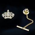 thumbnail image 4 of Tie Pin Creative Rhinestone Crown Tie Tack Back Tie Tack Clutch with Chain, 4 of 7