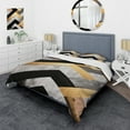 thumbnail image 1 of Designart "Geometric Tiles in Black and Gold IV" Abstract Geometric Bedding Covert Set - Abstract Gold Modern Bed Set With 2 Shams, 1 of 6