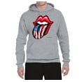 thumbnail image 2 of Wild Bobby, American Flag Lips Tongue Out, Unisex Graphic Hoodie Sweatshirt, Heather Grey, 3XL, 2 of 3