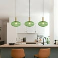 thumbnail image 4 of KCO Lighting Large Green Glass Globe Pendant Light Modern Gold Ribbed Ceiling Light Brass Dining Room Hanging Lamp, 4 of 9