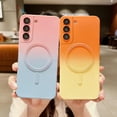 thumbnail image 4 of Magnetic Gradient for Samsung Galaxy S21 FE Phone Case, Compatible with MagSafe, Full Camera Lens Film Protection Soft Silicone Shockproof Matte Cover for Galaxy S21 FE 6.4" (Orange Yellow), 4 of 12