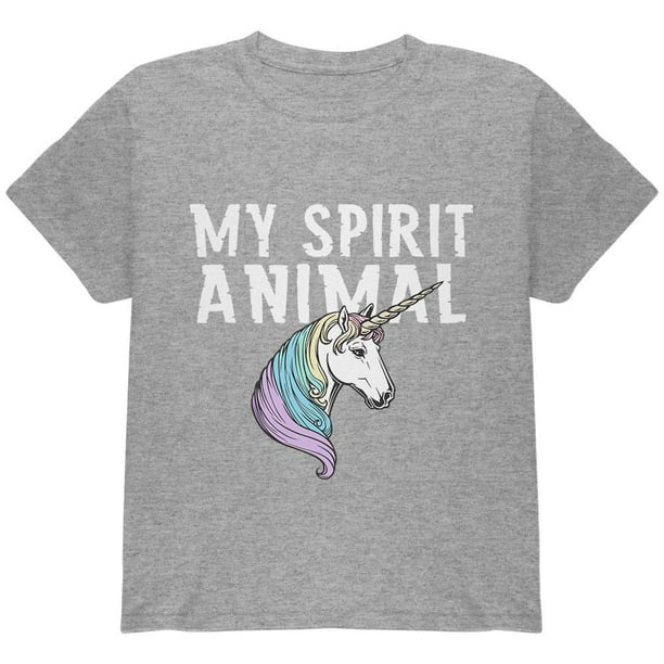 My Spirit Animal Unicorn Heather Grey Youth T-Shirt - X-Large(18) -  