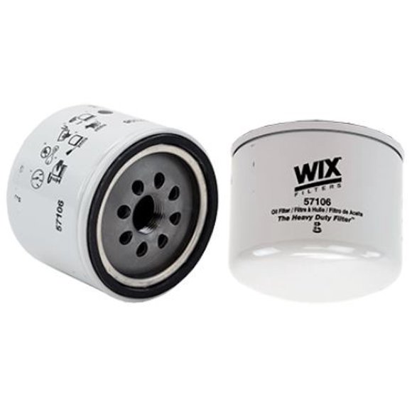 Wix Filters Oil Filter 57106 Spin-On; 32 Micron Element; With Anti Drain Back Valve; With 13-19 PSI Bypass Valve; 4.234 Inch Outside Diameter Top; For Use With Heavy Duty Engines