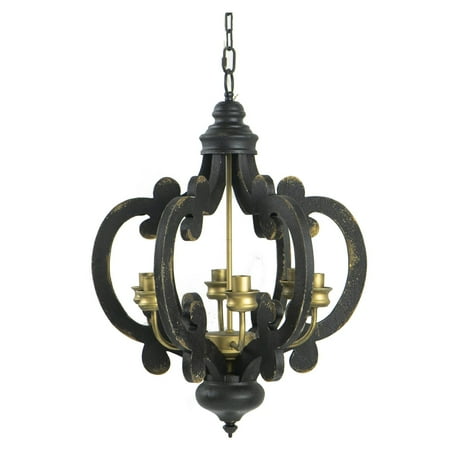 

A&B Home Shabby Chic 6-Light Ch&elier With Antique Black Finish DT38552-BLK-DS