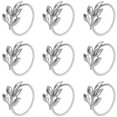 thumbnail image 1 of Paquete de 12 servilleteros KPOSIYA con forma de hojas, metal plateado, decoración de mesa, 1 of 7