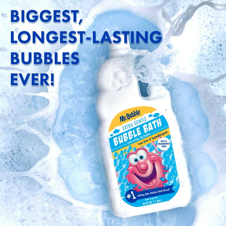 Mr. Bubble Kids Extra Gentle Bubble Bath, Safe, Unscented, Dye and