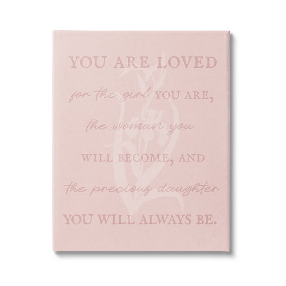 Stupell Industries Daughter You Are Loved Inspirational Painting Gallery Wrapped Canvas Art Print Wall Art, 16 x 20