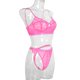 thumbnail image 2 of Encaje sexy conjunto de ropa interior sujetador ropa interior regalo para mujer, rosa fluorescente, L 2 piezas Vogacara XX000054-38, 2 of 7
