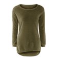thumbnail image 5 of Womens Sweaters Soft Plush Long Sleeve Pullover Crewneck Faux Furry Tunic Tops Solid High Low Hem Trendy Blouses (Medium, Army Green), 5 of 5