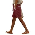 thumbnail image 3 of Cutuoiiu Women's High Waist Bermuda Shorts Solid Color Cotton Lace Trim Side Seam Drawstring Waist Casual Pocket Shorts Loose Fit Plus Size Beach Shorts for Everyday Casual Activities, 3 of 6