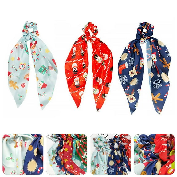 HEANUJJ 3-Pack Ribbon Hair Ties for Girls, Assorted Colors Hair Accessories for Hair Organization