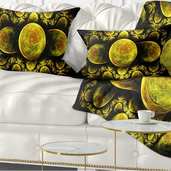 Designart Yellow Exotic Fractal Pattern - Abstract Throw Pillow - 12x20