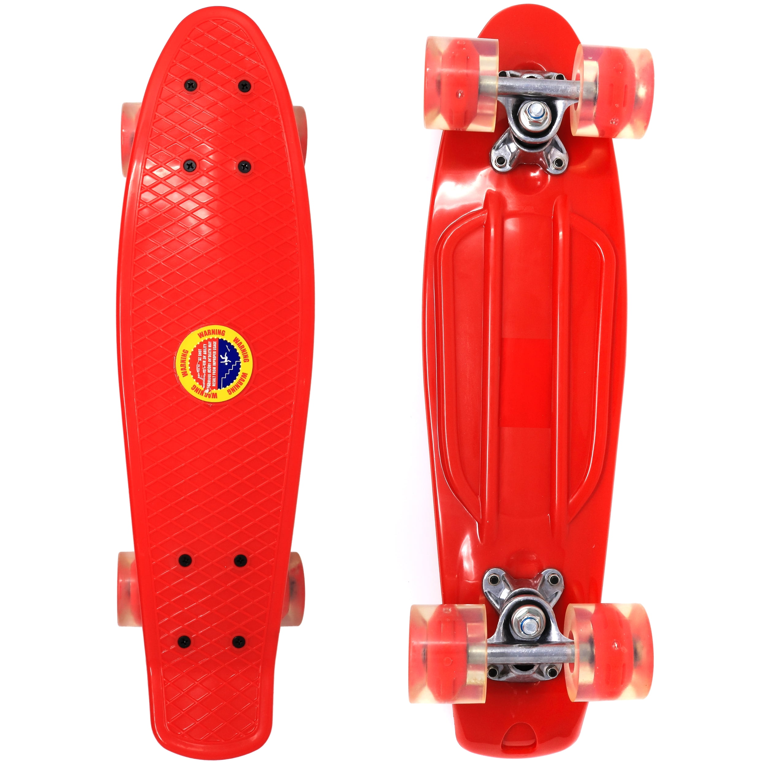 Land Surfer Cruiser Skateboard 22" CLEAR RED BOARD LED RED WHEELS 