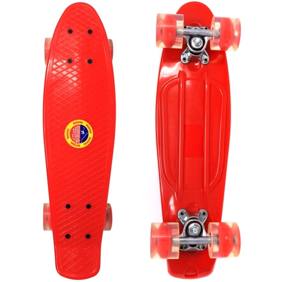 Retailery 22 Inch Skateboard With Light-Up LED Wheels, Red