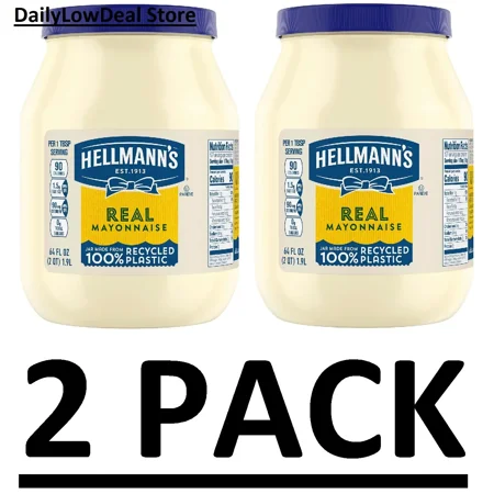 2 PACK - Hellmann's Real Mayonnaise 0g Trans Fat - 64 oz (Total 128 oz)