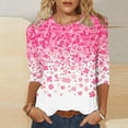 thumbnail image 1 of TaTaai Women's Loose Fit T-Shirt Round Neck 3/4 Sleeve St. Patrick's Day Pink Print Casual Top Spring Festival Holiday Blouse Gift, 1 of 5