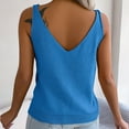 thumbnail image 4 of Mrat Camisole Tops Women's Solid Color V-Neck Shirt with Exposed Button Button Tops Racer Back Tank Tops Womens S-425 Blue L, 4 of 8