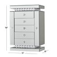 thumbnail image 4 of DecMode Mirrored 5 Drawers Silver Wooden Decorative Jewelry Box with Crystal Embellishments, 4 of 14