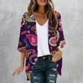 thumbnail image 2 of JURANMO Women's 3/4 Sleeve Cardigan Summer Chiffon Lightweight Cardigans Fashion Print Front Open Kimono Tops Casual Comfy Going Out Shirts Multicolor XXXL Limited Time Sale, 2 of 6