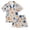 Hand-drawn Shell Pattern, variant on Silky Satin Kids' Pajama Set Breathable & Smooth Unisex Button-Down Pajamas Cute Tiger Face Pattern