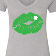thumbnail image 4 of Inktastic St. Patrick's Day Lucky Lips with White Shamrock Women's V-Neck T-Shirt, 4 of 5