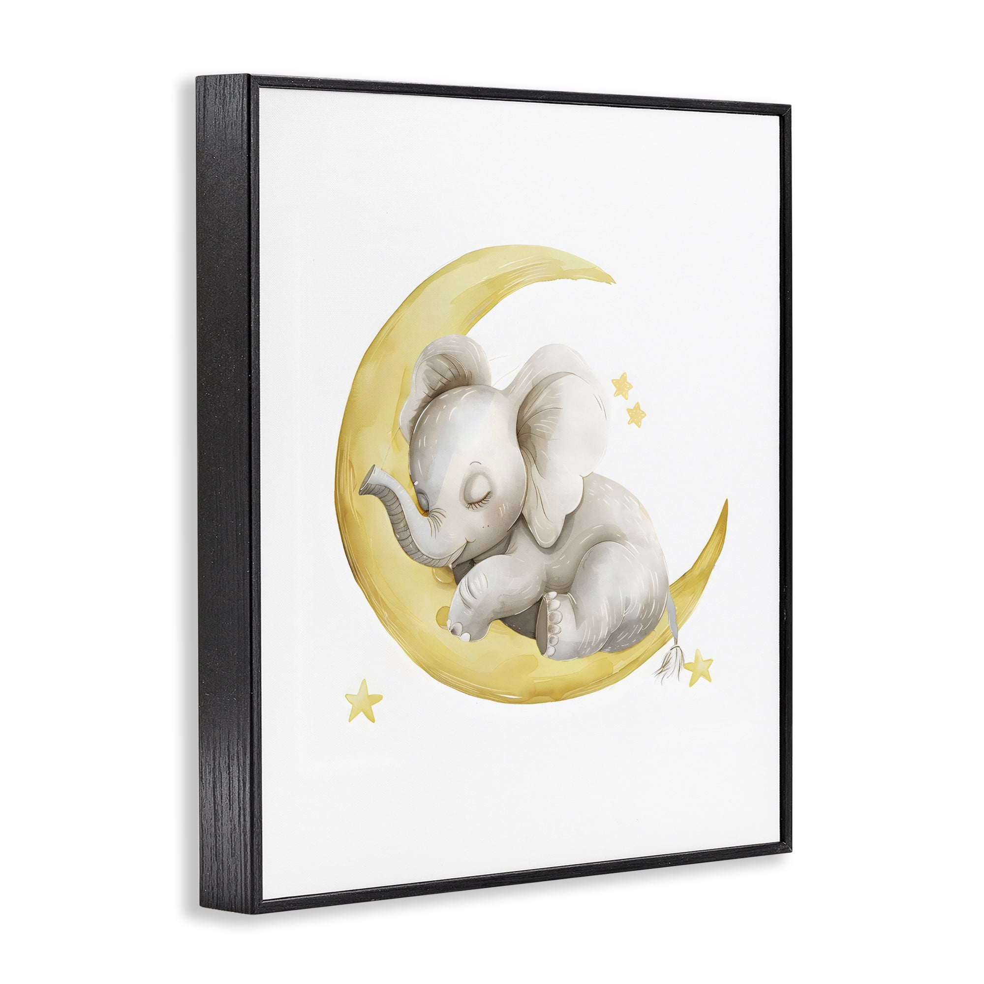 Stupell Industries Sleeping Elephant on Yellow Moon Black Framed Giclee Art, design by LSR Design Studio
