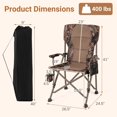 thumbnail image 3 of Folding Camping Chair, 400 LBS Support Lawn Chair w/Armrests with Covers, Cup Holder & Storage Pocket, Adjustable Feet, Portable Camp Chair with Carrying Bag, for Fishing Hunting Picnic, 3 of 8