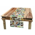 thumbnail image 1 of Tropical Table Runner, Animals from Exotic South America Armadillo Sloth Anteater Capybara Seal Toucan, Dining Room Kitchen Rectangular Runner, 3 Sizes, by Ambesonne, 1 of 2
