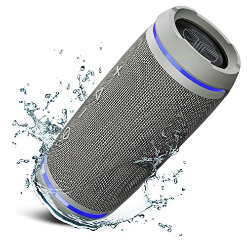 TREBLAB HD77 Gris - Altavoz portátil Bluetooth-Sonido envolvente HD de 360°-Emparejamiento dual inalámbrico-30W-Tecnología DualBass-Hasta 20H de funcionamiento (renovado)