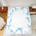 thumbnail image 5 of jejeloiu Kawaii Bow Queen Sheet Sets,Girls Bow Knot Flat Sheet,White Blue Queen Fitted Sheet,Breathable Bedroom Decorative,4-Piece, 5 of 7