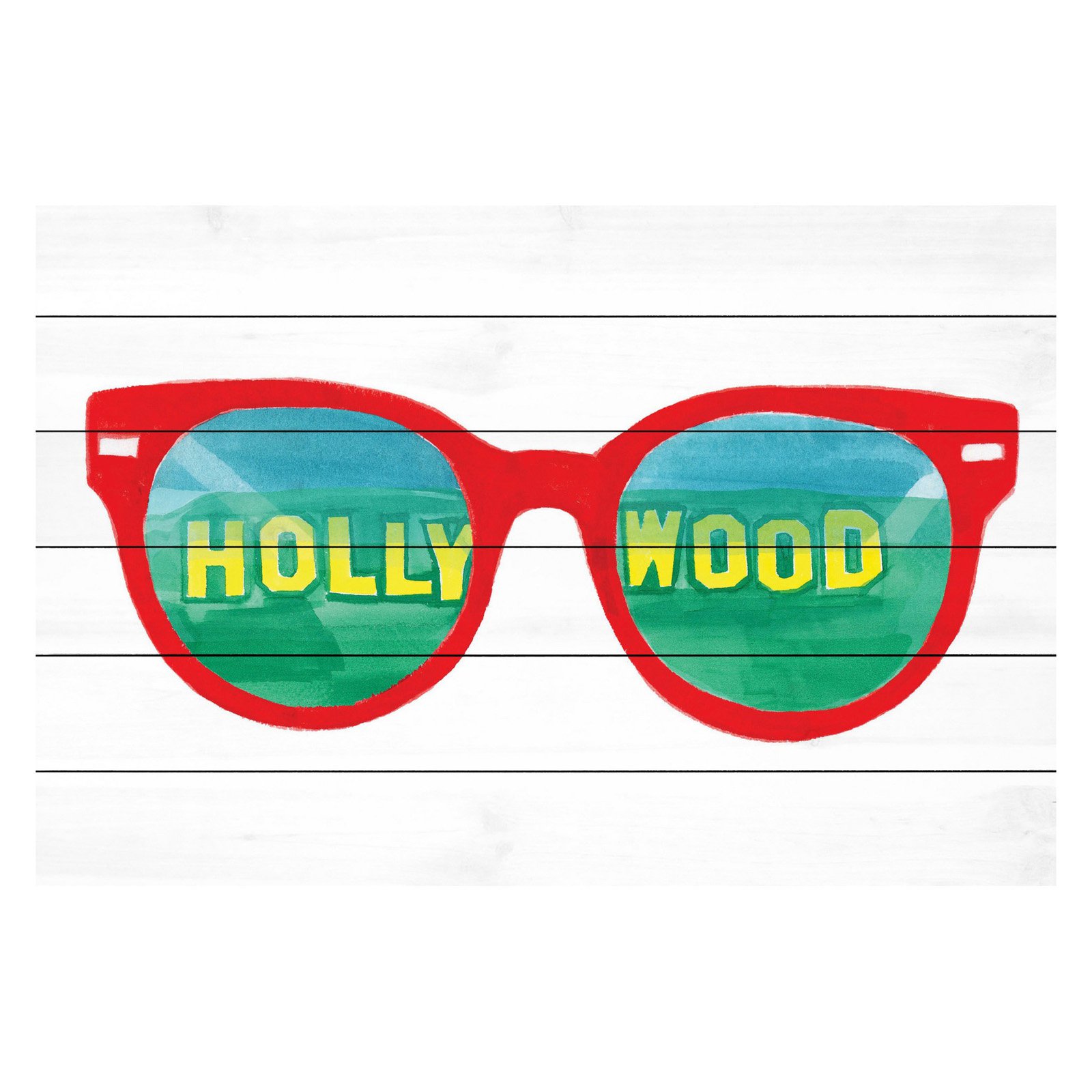 Marmont Hill "Hollywood Glasses" By Molly Rosner Painting Art Print On White Wood, 45.0" x 1.5"