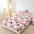 thumbnail image 3 of Manfei Halloween Cute Ghost Bed Sheets 4-Piece, Kawaii Cat Pumpkin Full Size Sheets, Pink Black Orange,1 Fitted Sheet, 1 Flat Sheet and 2 Pillowcases, 3 of 5