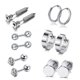 thumbnail image 2 of Juego de 12 pendientes de acero inoxidable unisex con forma de barra y tornillo, para mujer y hombre, joyería decorativa., 2 of 4