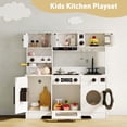 thumbnail image 6 of Wooden Kids Play Kitchen Toy Set with Integrated Coffee Bar, Realistic Cooking Stove, Oven, Washing Machine & Sink, Large Toddler Kitchen Playset with 11 Accessories for Ages 3+, 6 of 8