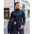 thumbnail image 4 of Ekouaer Mens Mock Neck Long Sleeve Tees Slim Fit Knit Pullovers Soft Fleece Ribbed Thermal Base Layer Tops, 4 of 12