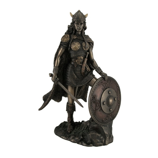 Statue en Bronze de Viking Shieldmaiden Terminée Mythologie Nordique