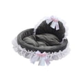 thumbnail image 3 of Soft Plush Dog Bed Non-Slip Portable Cat Sleeping Pad Lace Bow Decor Comfortable S, 3 of 9