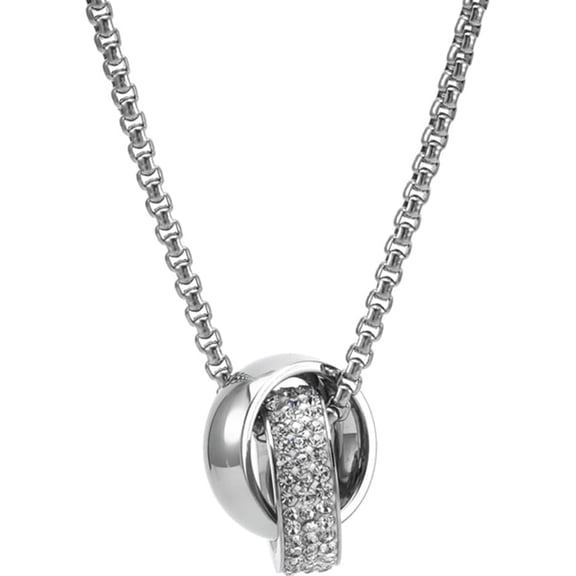 Stainless Steel Infinity Linked Circles Charm Wedding Statement Pendant Necklace