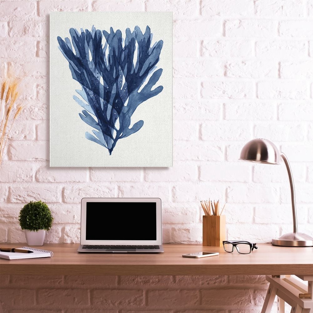 Stupell Industries Nautical Blue Sea Kelp over Minimal White Designed by Stellar Design Studio