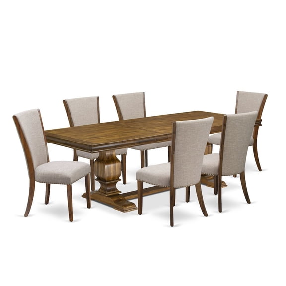 Luxe by East West Furniture 7 piece Modern Dining Table Set a Kitchen Table and 6 Linen Fabric Dinner Chairs