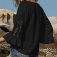 thumbnail image 5 of ZHYou Blouses for Women V Neck Pullover Lace Hollow 3/4 Sleeve Tops Summer Fall Business Casual Shirts,Black,Size L, 5 of 7